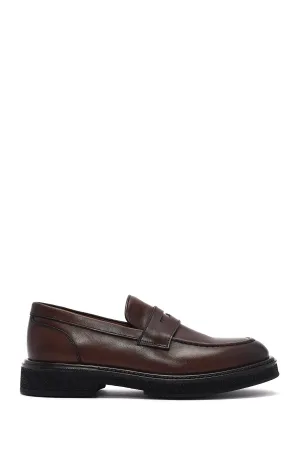 Erkek Kahverengi Deri Casual Loafer