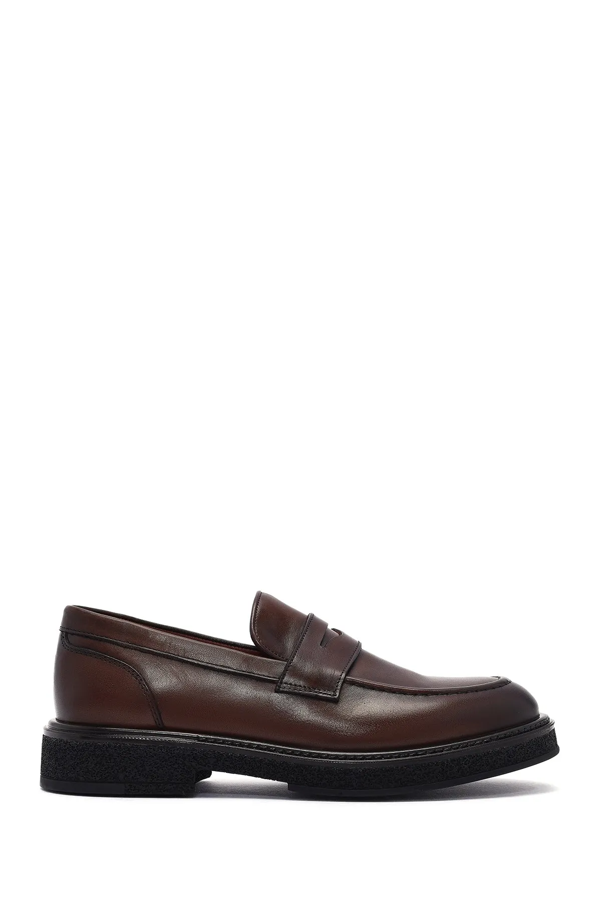 Erkek Kahverengi Deri Casual Loafer
