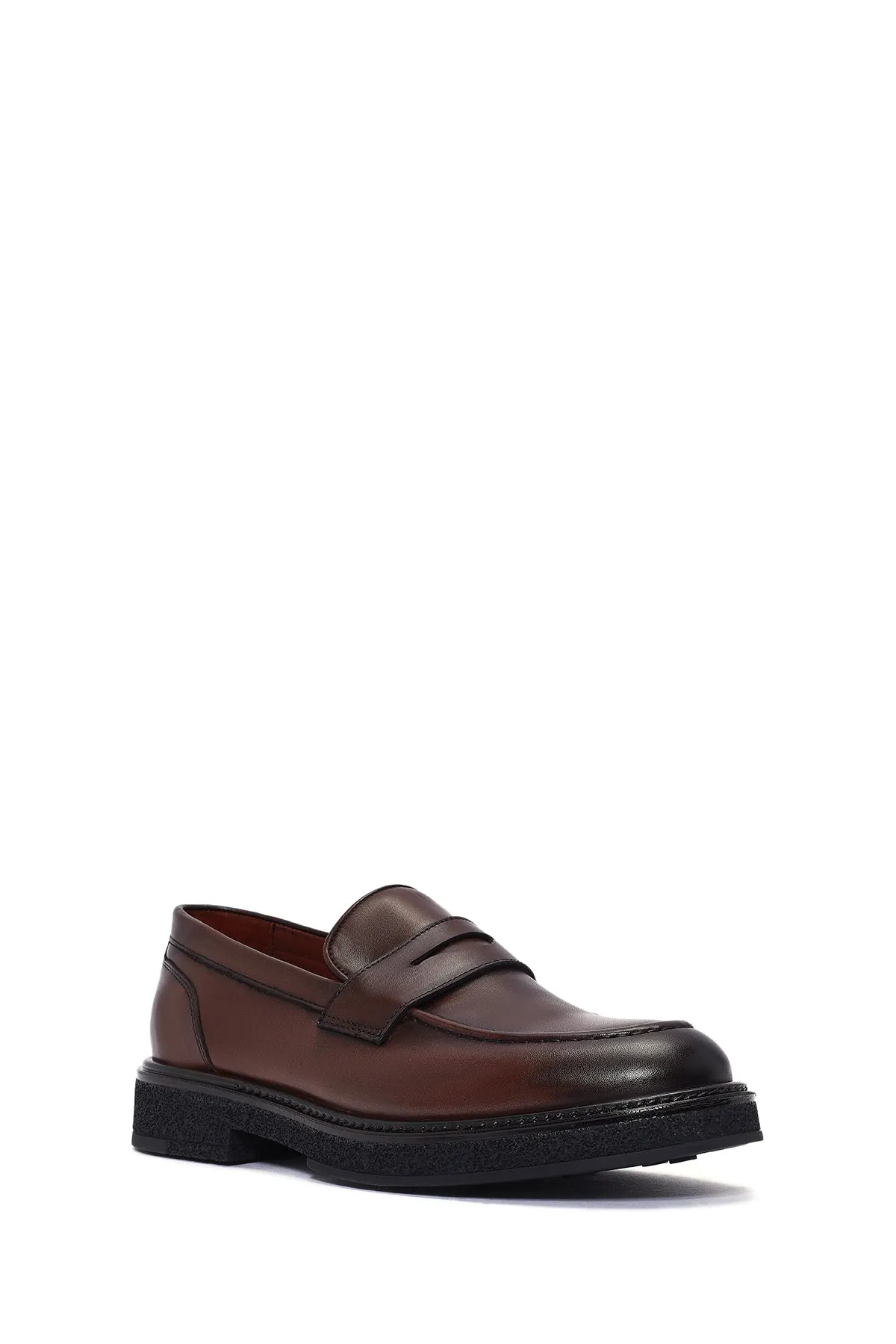 Erkek Kahverengi Deri Casual Loafer