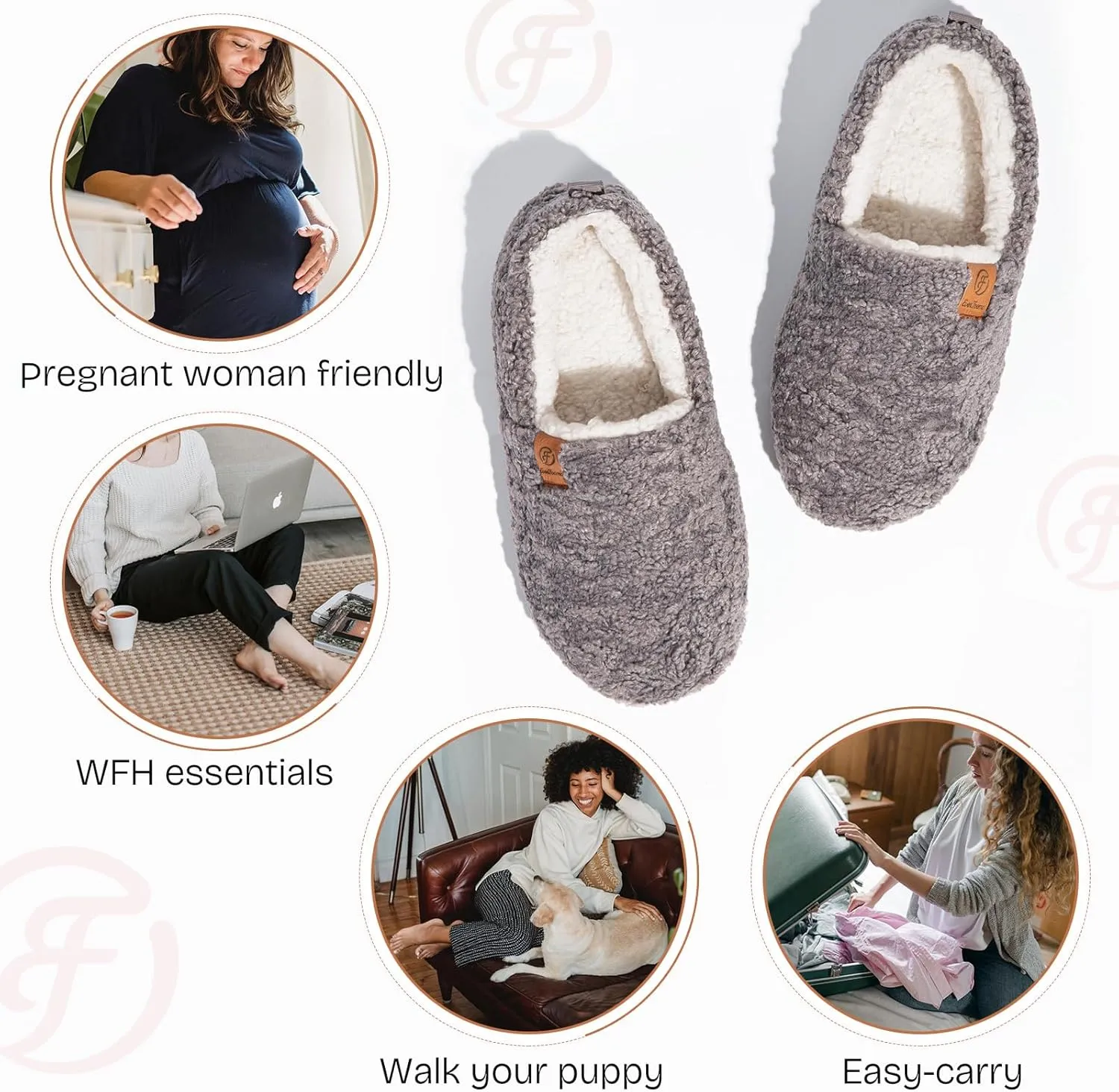 EverFoams Women’s Soft Curly Full Slippers Memory Foam Lightweight House Shoes Cozy Loafer with Polar Fleece Lining