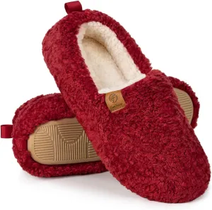 EverFoams Women’s Soft Curly Full Slippers Memory Foam Lightweight House Shoes Cozy Loafer with Polar Fleece Lining