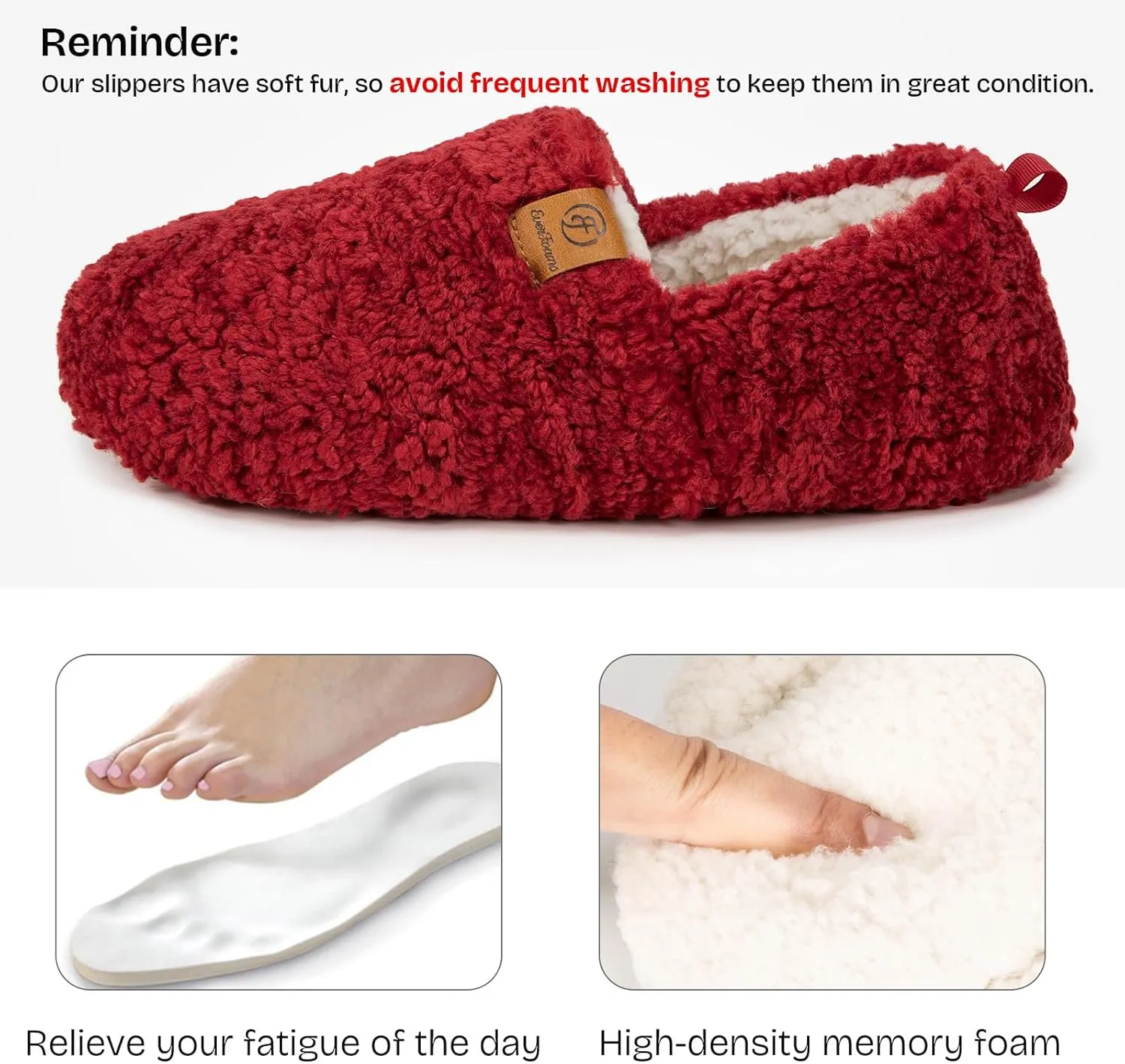EverFoams Women’s Soft Curly Full Slippers Memory Foam Lightweight House Shoes Cozy Loafer with Polar Fleece Lining