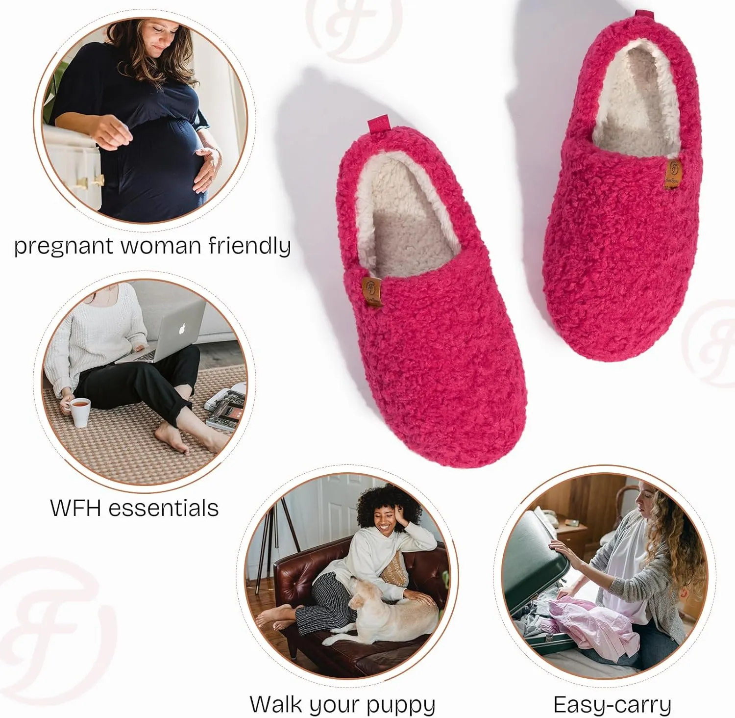 EverFoams Women’s Soft Curly Full Slippers Memory Foam Lightweight House Shoes Cozy Loafer with Polar Fleece Lining