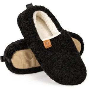 EverFoams Women's Soft Curly Full Slippers Memory Foam Lightweight House Shoes Cozy Loafer with Polar Fleece Lining.