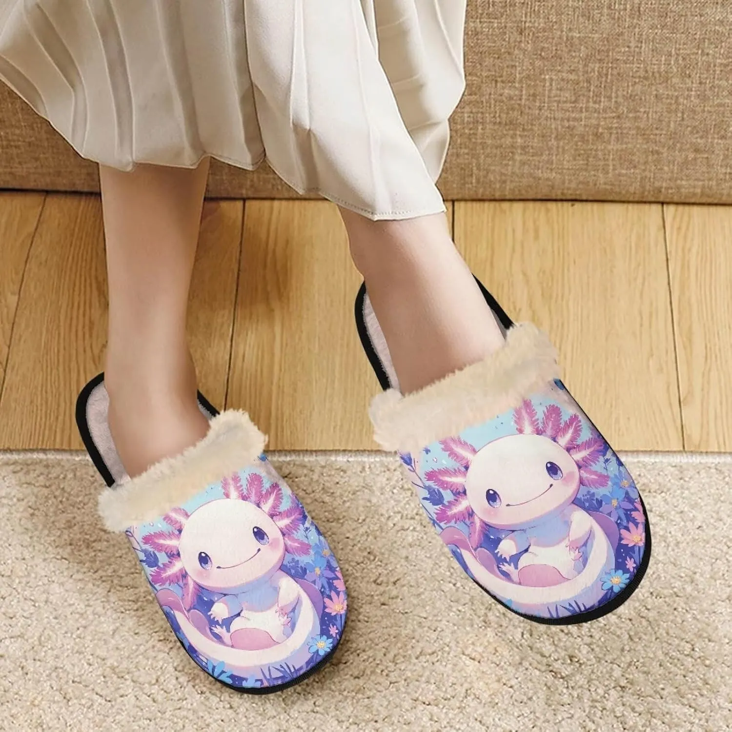 Fall Fuzzy Slippers for Man Anti-Skid Slippers for Women Indoor Fluffy Ultra Soft House Slippers for Autumn Winter