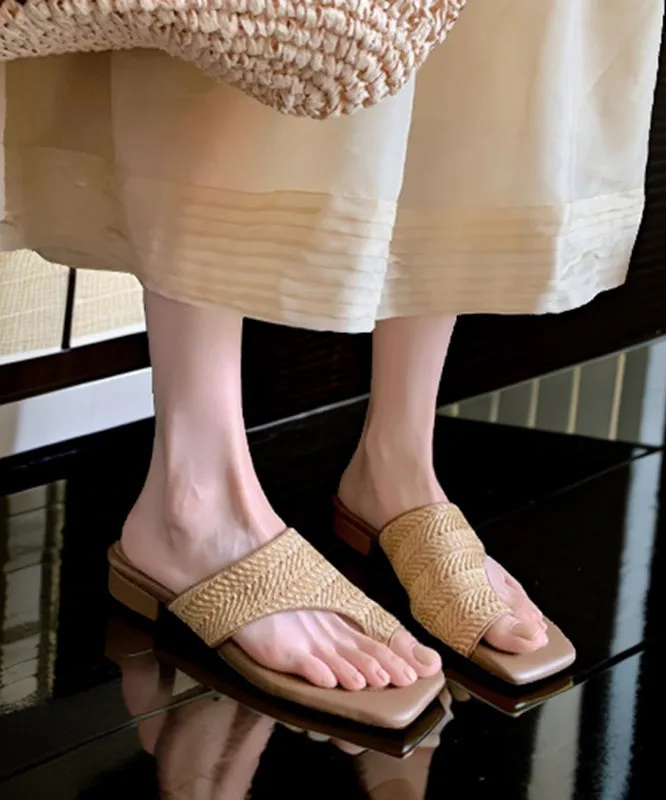 Faux Apricot Flops Stylish Chunky Splicing Flip Leather