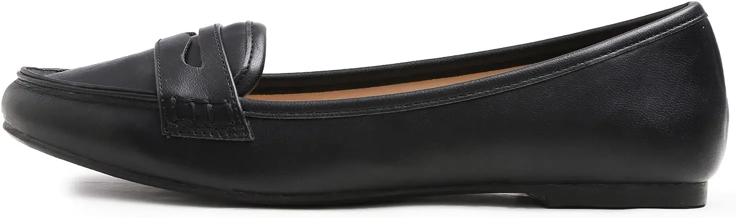 FEVERSOLE Women's Penny Loafer Round Toe Casual Flat Shoes