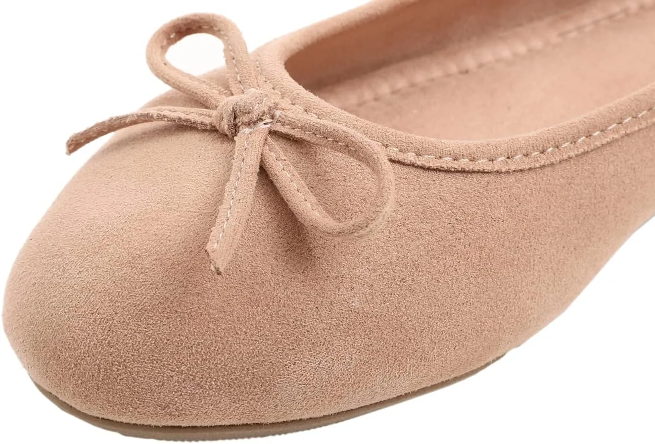FEVERSOLE Women's Ultra Soft Colorful Memory Foam Cushioned Faux Suede Home Ballet Flats