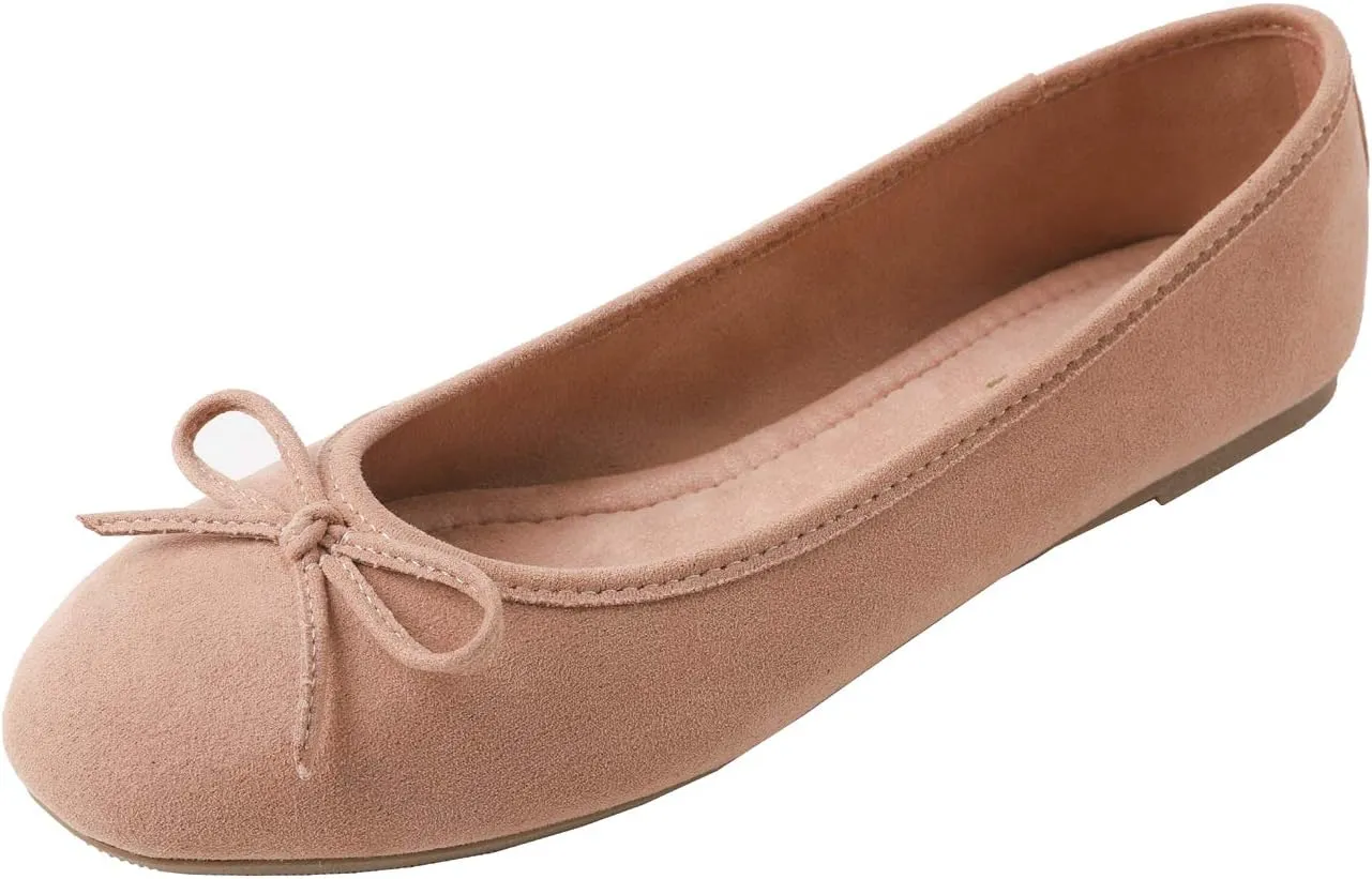 FEVERSOLE Women's Ultra Soft Colorful Memory Foam Cushioned Faux Suede Home Ballet Flats