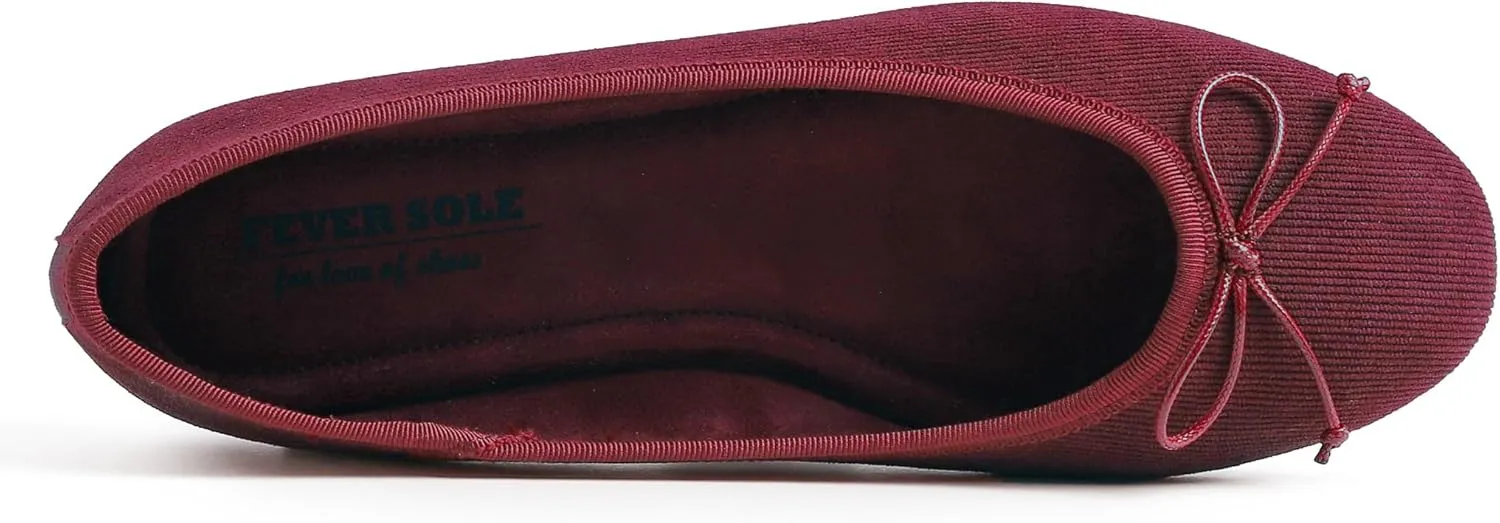 FEVERSOLE Women's Ultra Soft Colorful Memory Foam Cushioned Faux Suede Home Ballet Flats