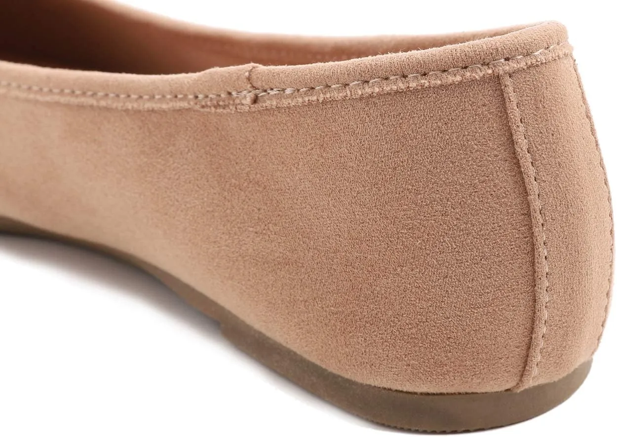 FEVERSOLE Women's Ultra Soft Colorful Memory Foam Cushioned Faux Suede Home Ballet Flats