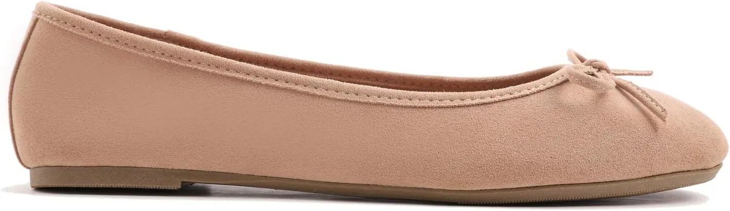 FEVERSOLE Women's Ultra Soft Colorful Memory Foam Cushioned Faux Suede Home Ballet Flats