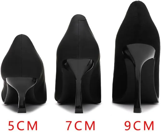 Fine Heel Pointed Satin High Heels Female Wedding Bride Bridesmaid 5cm/1.97in Shoes