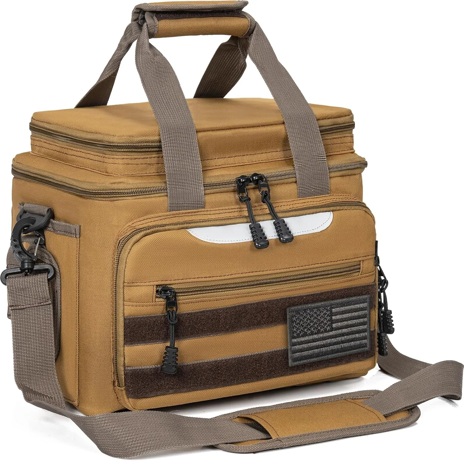 Fishing Tackle Bag for Fishing, Water Resistant Fishing Gear Storage Bag, Soft Tackle Box Storage Case for Saltwater or Freshwater (Khaki)