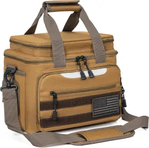 Fishing Tackle Bag for Fishing, Water Resistant Fishing Gear Storage Bag, Soft Tackle Box Storage Case for Saltwater or Freshwater (Khaki)