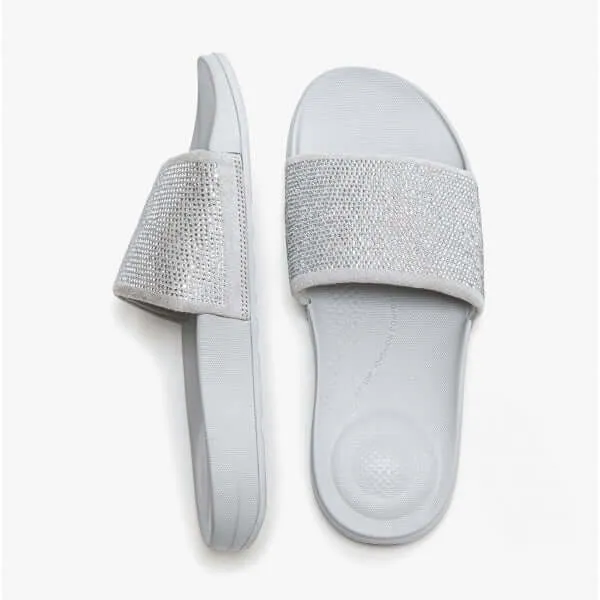 FitFlop iQUSHION Womens Embellished Sliders Soft Grey