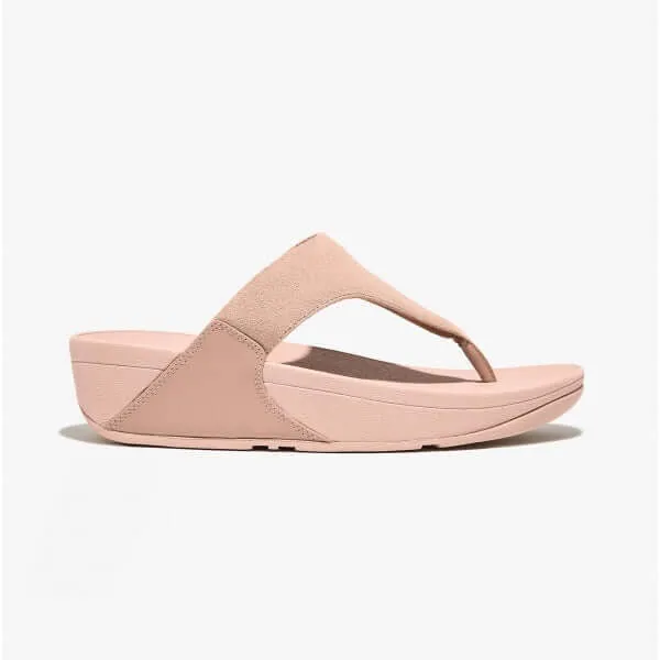 FitFlop LULU Womens Suede Toe-Post Sandals Beige