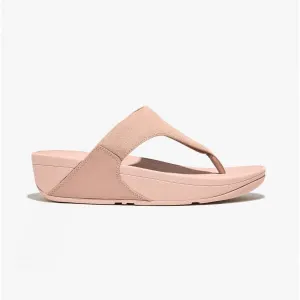 FitFlop LULU Womens Suede Toe-Post Sandals Beige