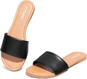FITORY Women's Slide Sandals Fashion Square Open Toe with Cushioned Footbed Slippers for Beach Size
