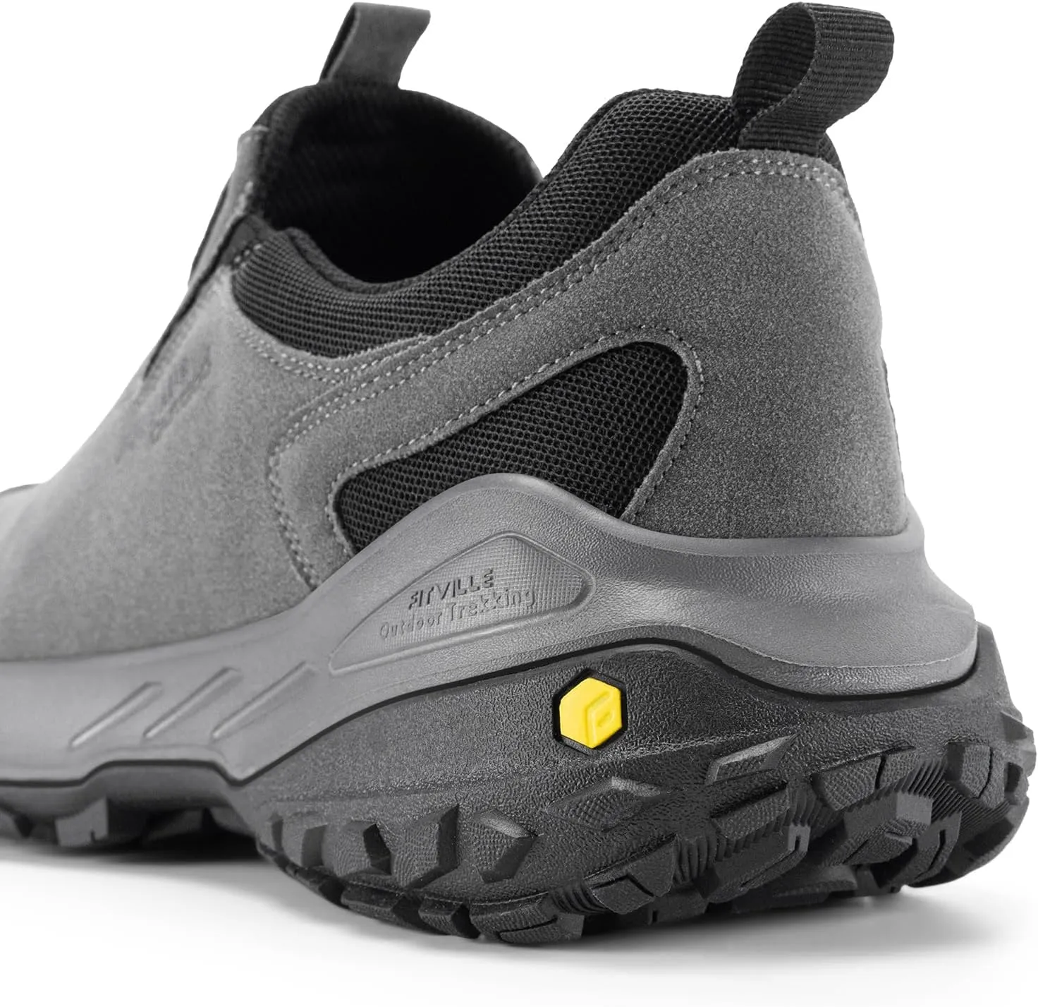 FitVille Wide Slip on Shoes for Men Hiking Walking Shoes Trekking Loafer with Arch Support | Slip Resistant | Wide Toe Box