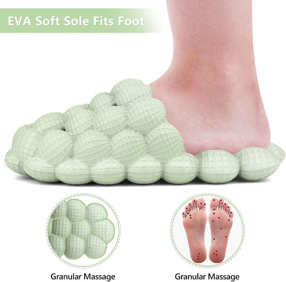 FJPTREN Kids Bubble Slides Funny Shoes Soft EVA Lychee Soft Pillow Spa Slippers for Gym House Shower Bedroom