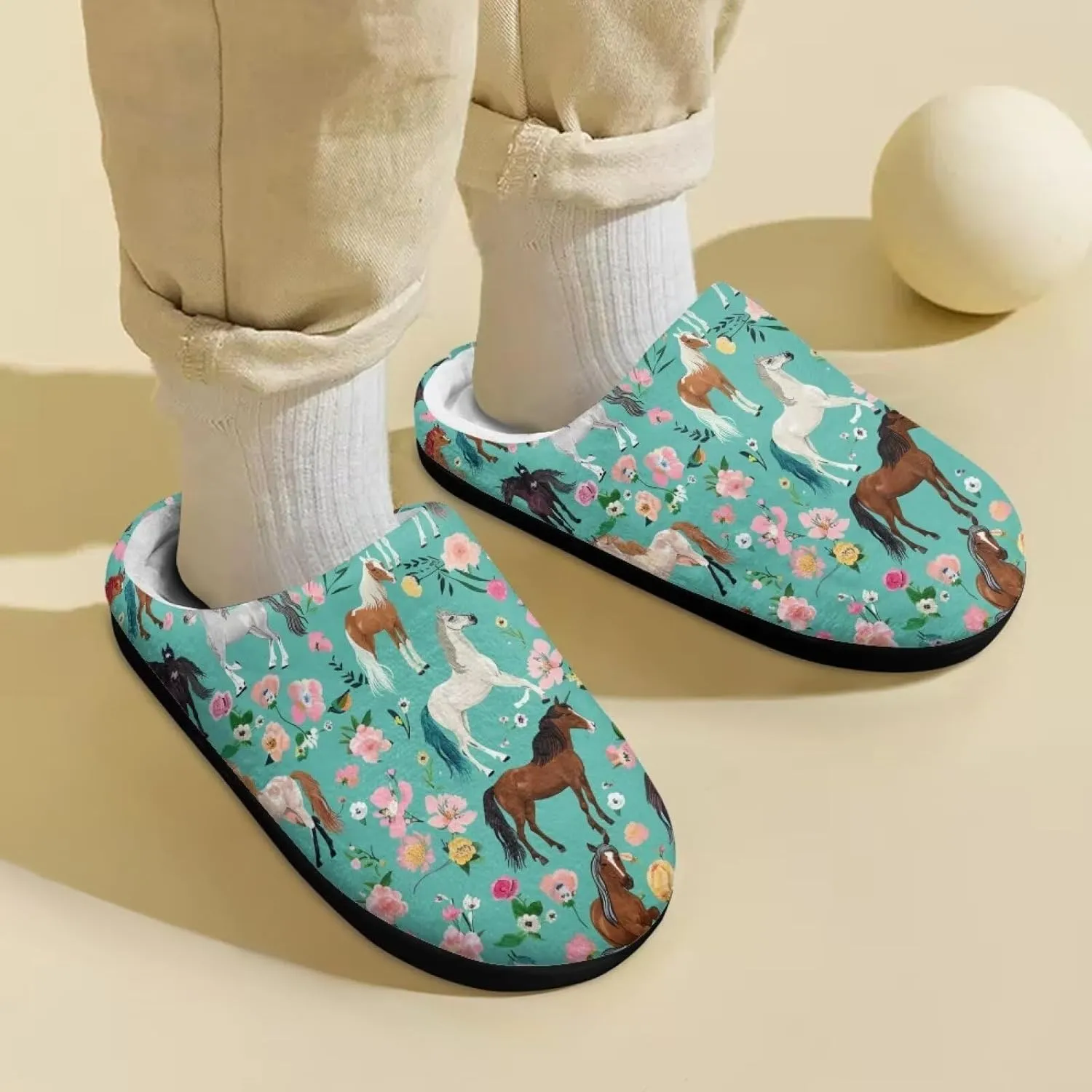 Flashideas Toddler Slippers Kids Fur Lined Warm Slip On Home Slippers Soft Plush Slippers