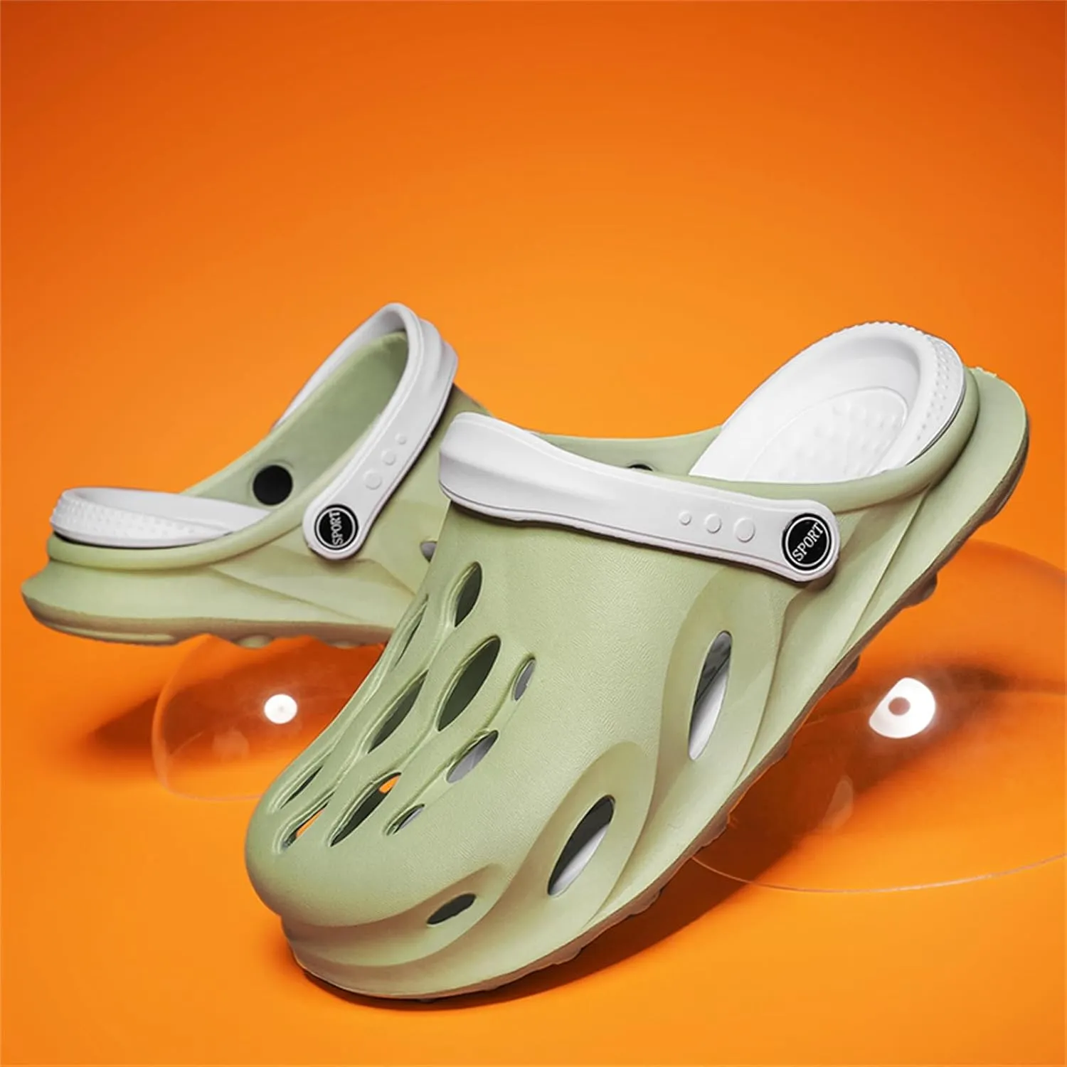 FLIOZY Mens Casual Slip-On Hollow Out Arch Support Clogs Garden Shoes Slip-on Outdoor Beach Slippers