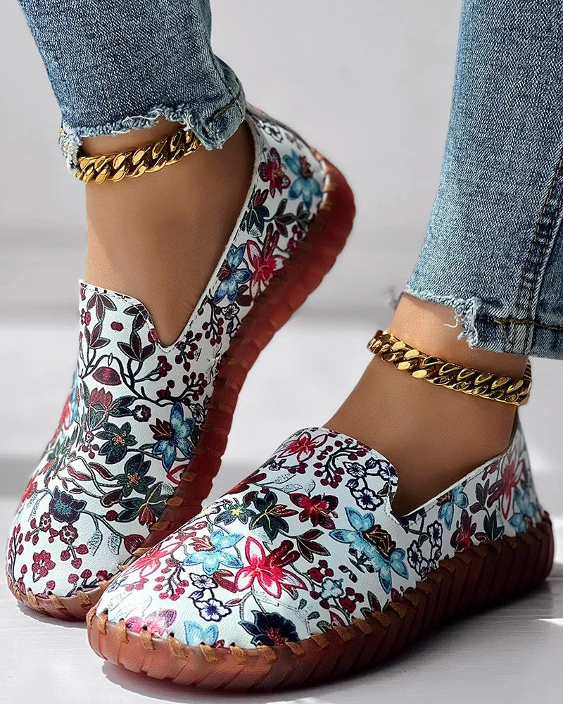 Floral Print Casual Slip On