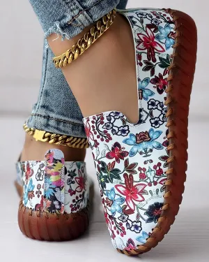 Floral Print Casual Slip On