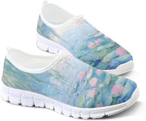 Floral Sneakers for Women Colorful Art Shoes for Women Slip On Casual Work Shoes