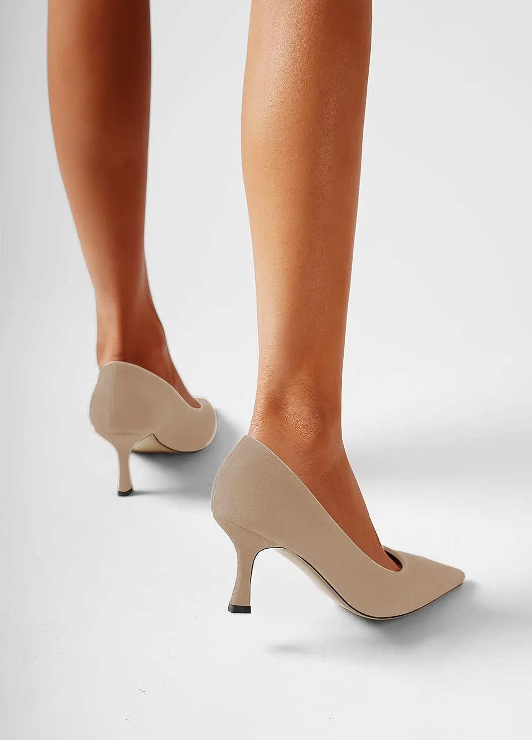 FOGEENA Womens Suede Pointed Toe Dress Slip On Wedding Stiletto High Heel Pumps Shoes 2.5 Inch