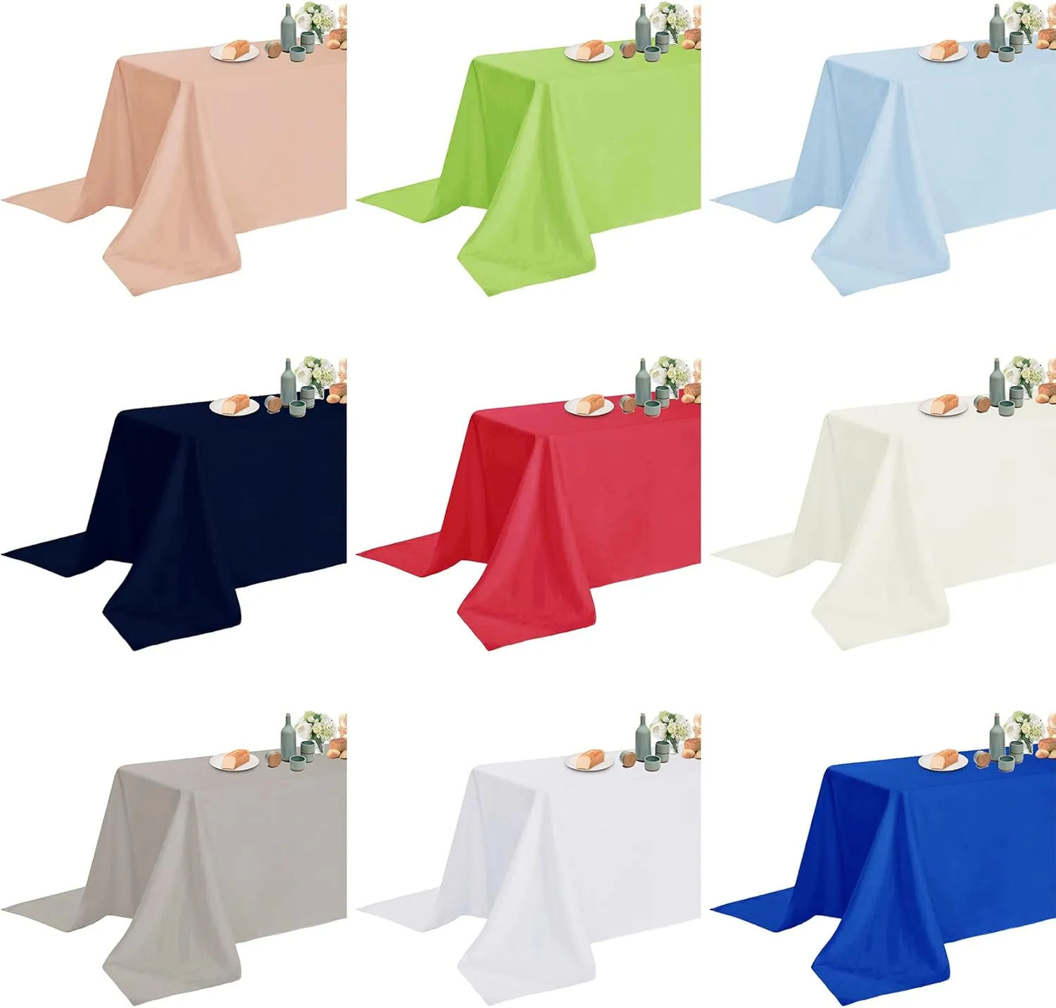 Fokitut 2 Pack Waterproof Rectangle Tablecloth, 90x156 Inch,Stain Resistant and Wrinkle Polyester Table Cloth, Fabric Table Cover for Kitchen Dining, Wedding, Party, Holiday Dinner-Apple Green