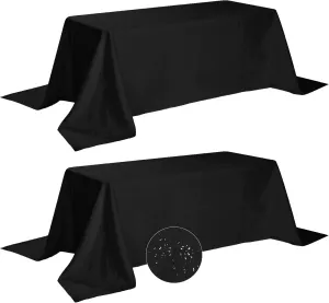 Fokitut 2 Pack Waterproof Rectangle Tablecloth, 90x156 Inch,Stain Resistant and Wrinkle Polyester Table Cloth, Fabric Table Cover for Kitchen Dining, Wedding, Party, Holiday Dinner-Black