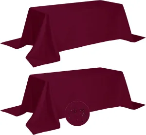 Fokitut 2 Pack Waterproof Rectangle Tablecloth, 90x156 Inch,Stain Resistant and Wrinkle Polyester Table Cloth, Fabric Table Cover for Kitchen Dining, Wedding, Party, Holiday Dinner-Burgundy