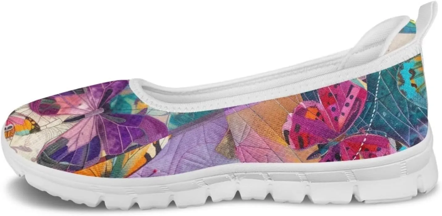Forchrinse Colorful Cat Books Print Women’s Flats Soft Slip on Walking Shoes Round Toe Ballet Flats Comfortable Dress Work Shoes