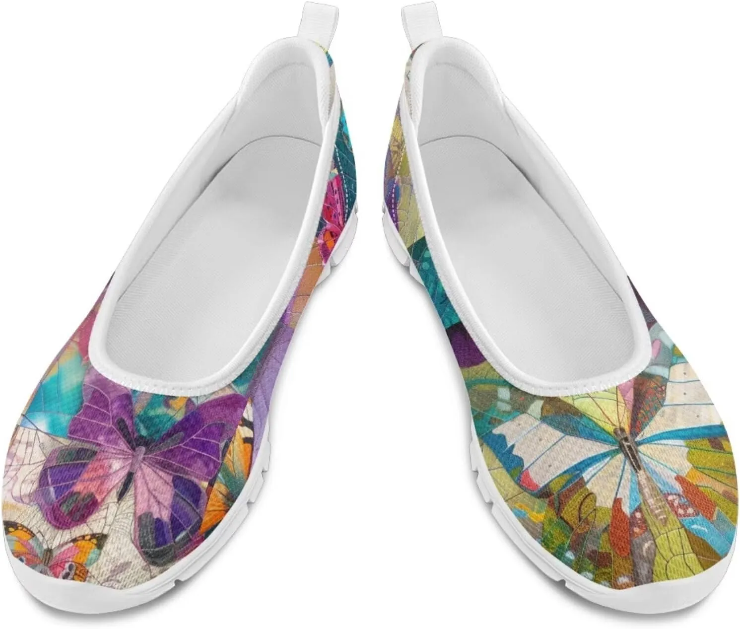 Forchrinse Colorful Cat Books Print Women’s Flats Soft Slip on Walking Shoes Round Toe Ballet Flats Comfortable Dress Work Shoes