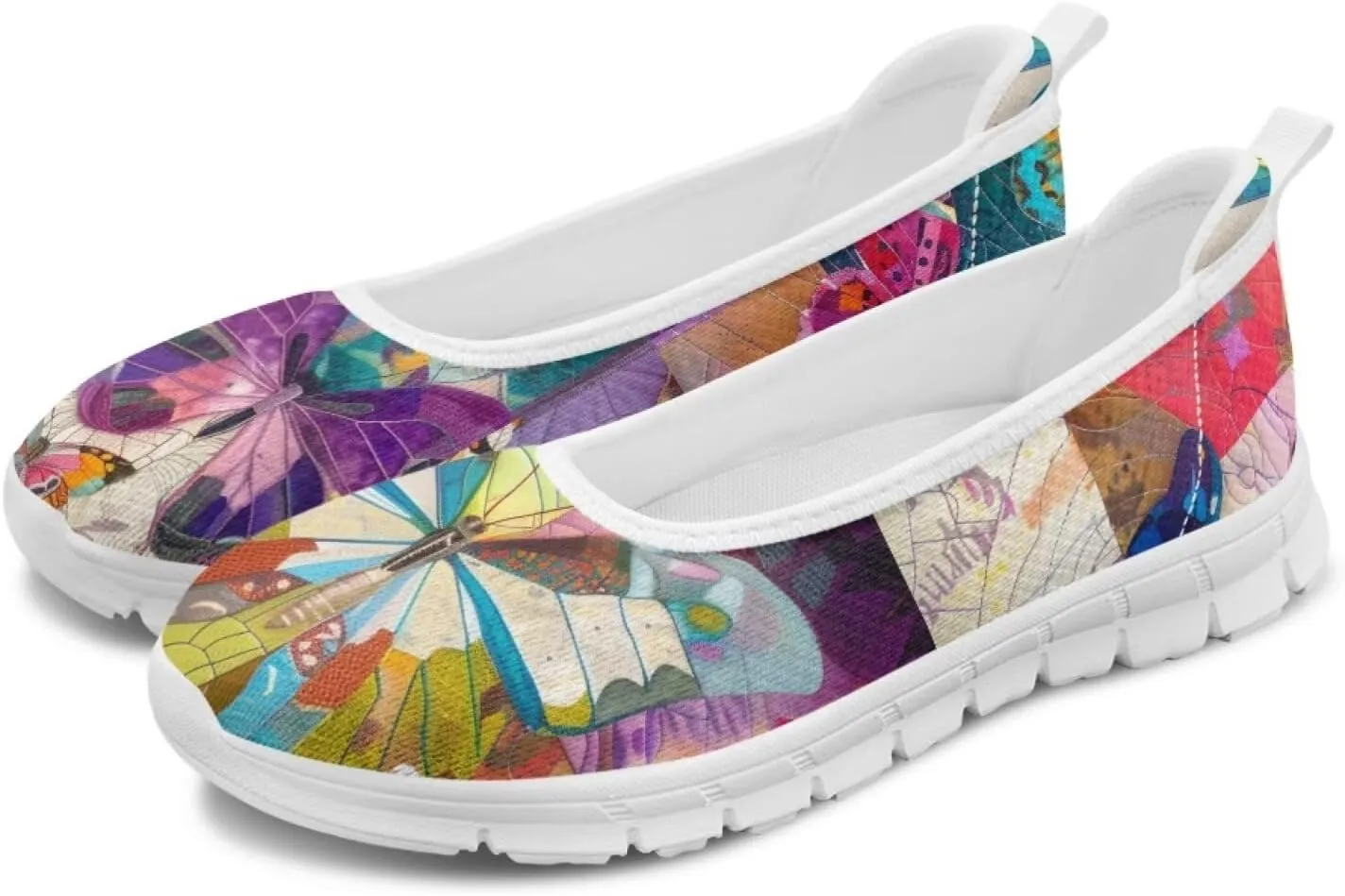 Forchrinse Colorful Cat Books Print Women’s Flats Soft Slip on Walking Shoes Round Toe Ballet Flats Comfortable Dress Work Shoes