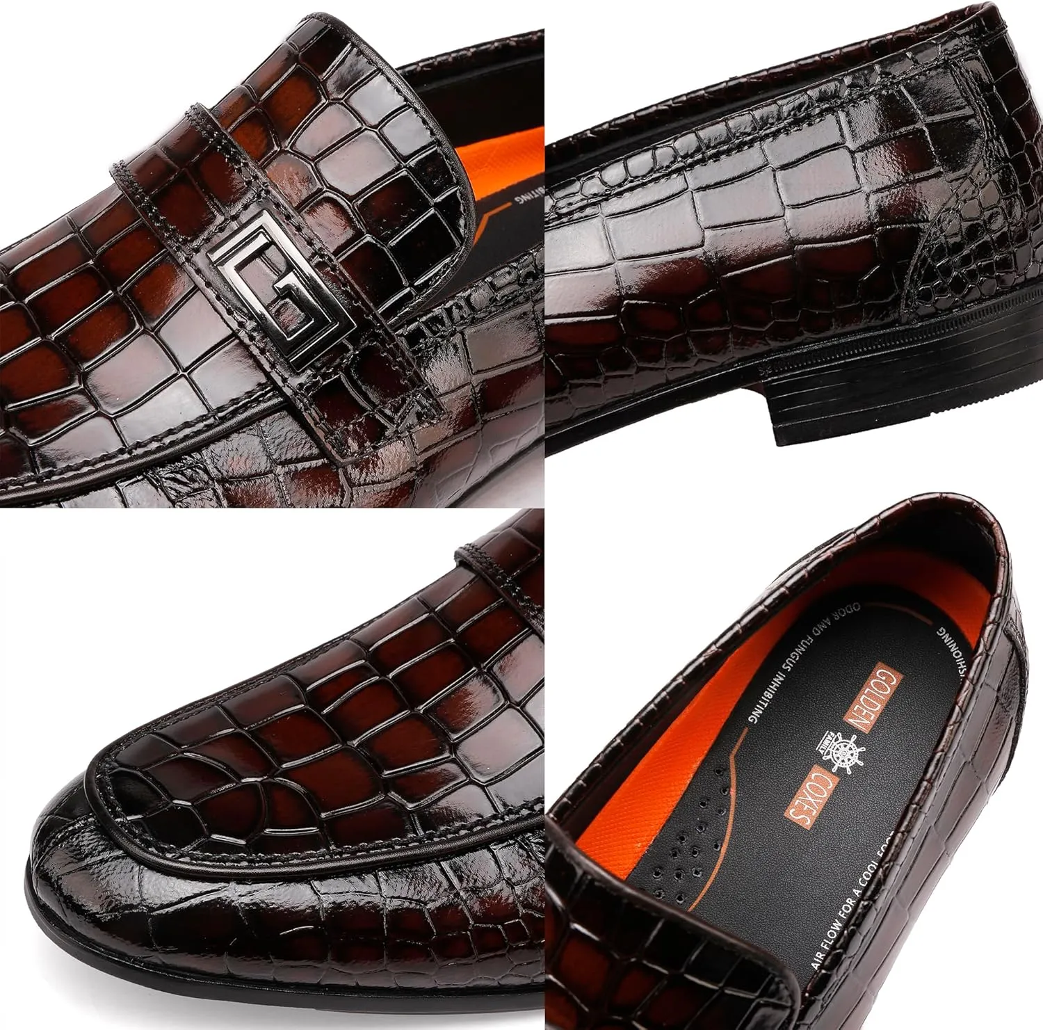 Formal Leather Men's Dress Loafer Classic Crocodile Printed Slip-on Penny Loafers Business Premium Shoes for Men
