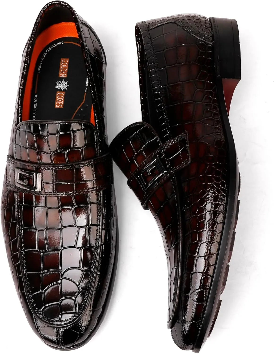 Formal Leather Men's Dress Loafer Classic Crocodile Printed Slip-on Penny Loafers Business Premium Shoes for Men
