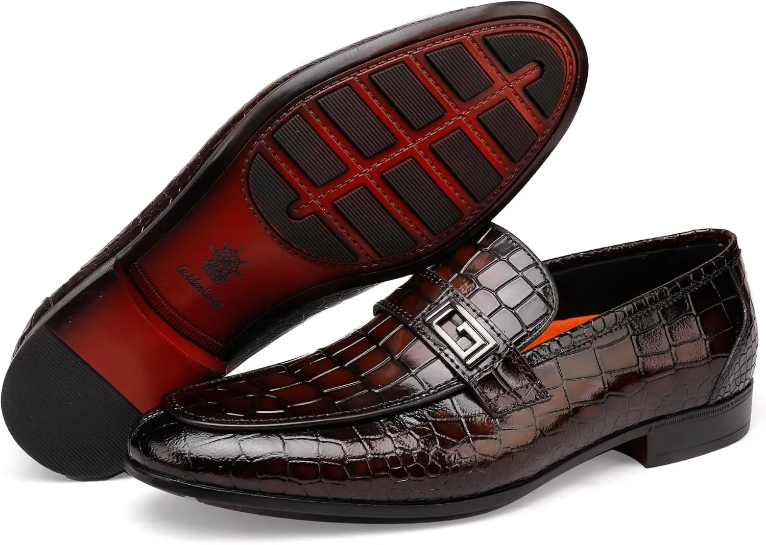 Formal Leather Men's Dress Loafer Classic Crocodile Printed Slip-on Penny Loafers Business Premium Shoes for Men