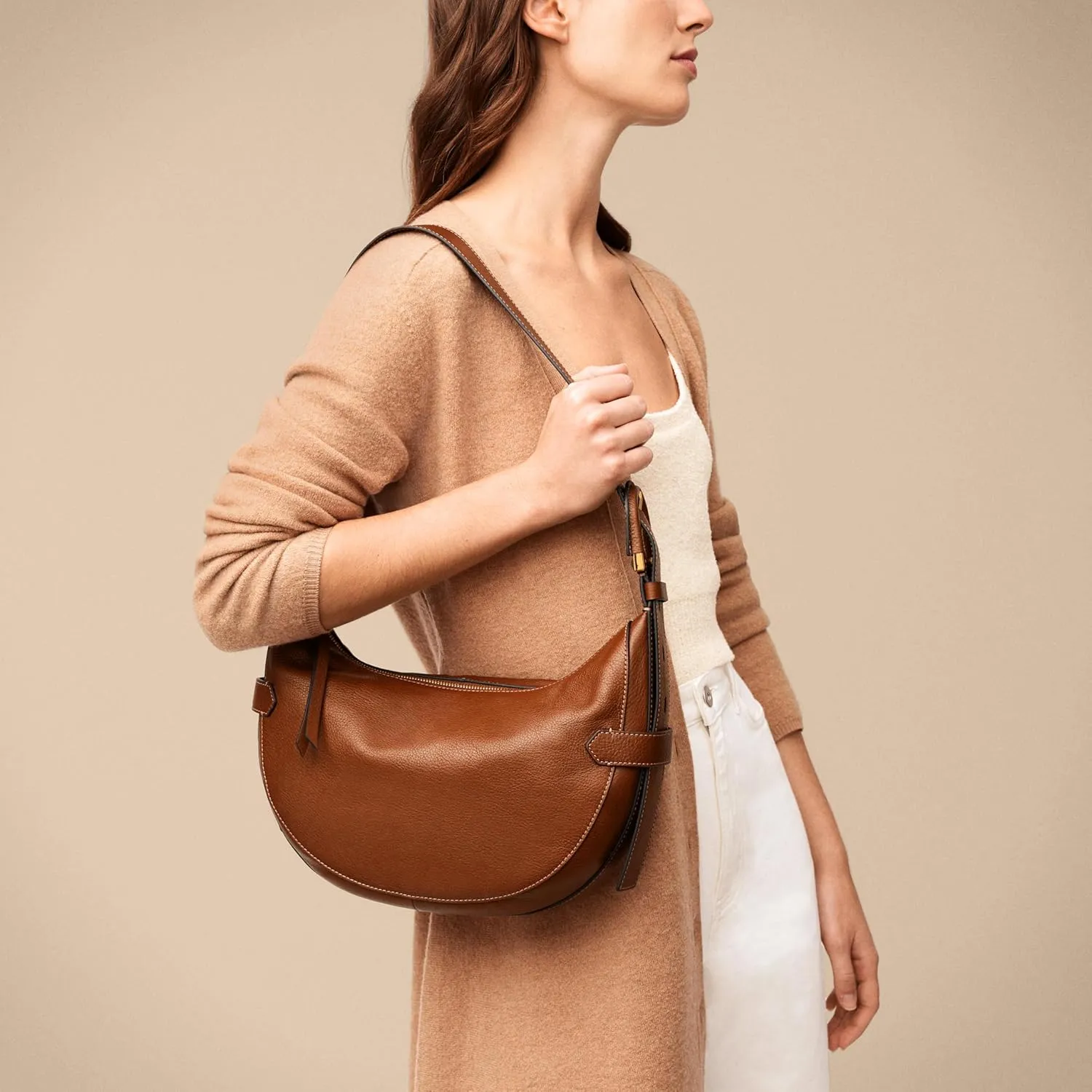 Fossil Women's Harwell Leather Hobo Purse Handbag for Women