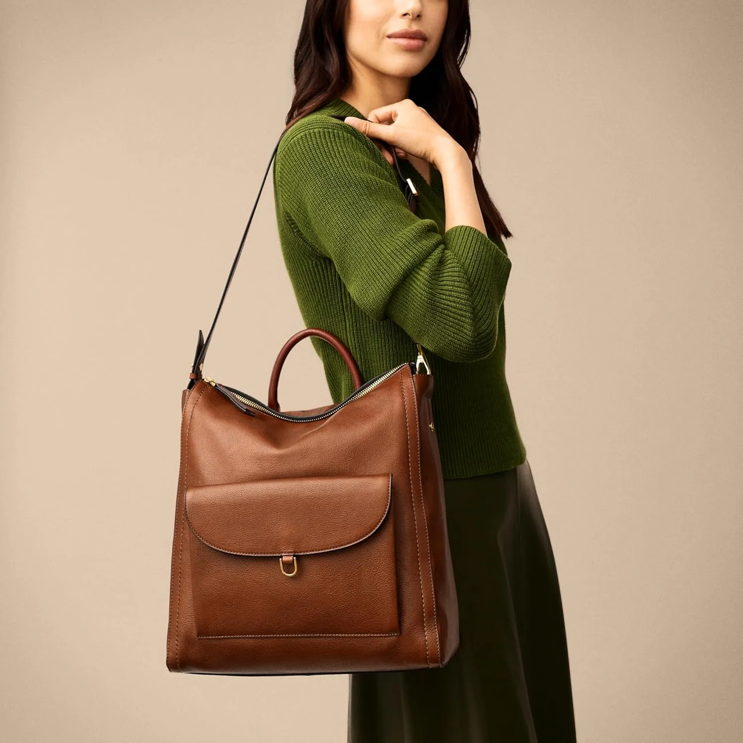 Fossil Women's Parker Leather Convertible Backpack Purse Handbag for Women