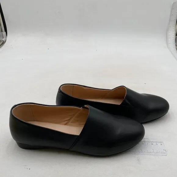 FOWT Black Closed Almond Toe Pump Loafer Flats Slip On Cozy Party Dress Shoes