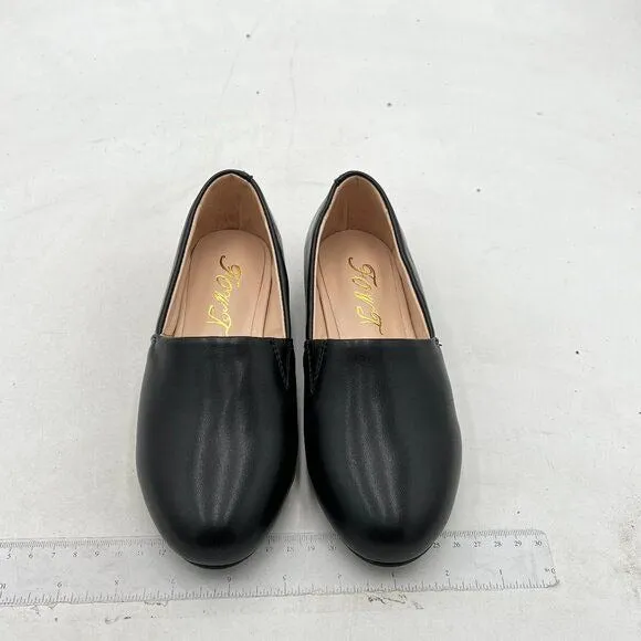 FOWT Black Closed Almond Toe Pumps Loafer Flats Slip On Cozy Party Dress Shoes
