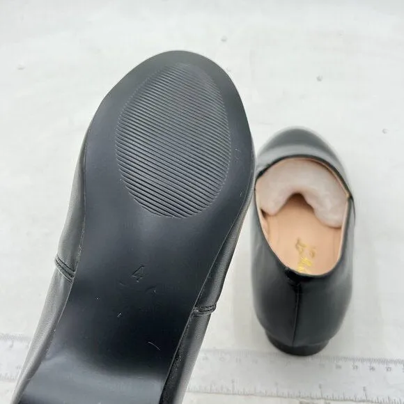 FOWT Black Closed Almond Toe Pumps Loafer Flats Slip On Cozy Party Dress Shoes
