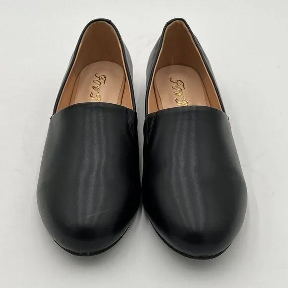 FOWT Black Closed Almond Toe Pumps Solid Color Loafer Flats Slip On Dress Shoes