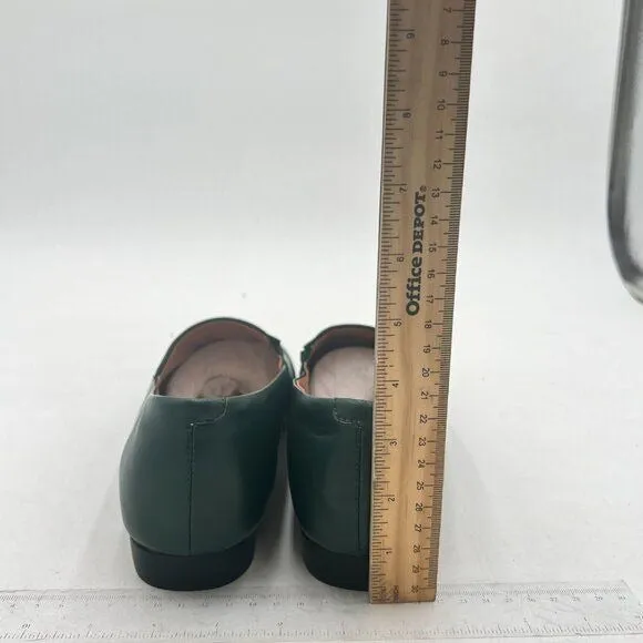 FOWT Dark Green Almond Toe Pumps Solid Color Loafer Flats Slip On Cozy Shoes