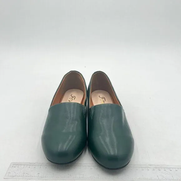 FOWT Dark Green Almond Toe Pumps Solid Color Loafer Flats Slip On Cozy Shoes