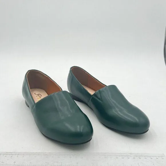 FOWT Dark Green Almond Toe Pumps Solid Color Loafer Flats Slip On Cozy Shoes