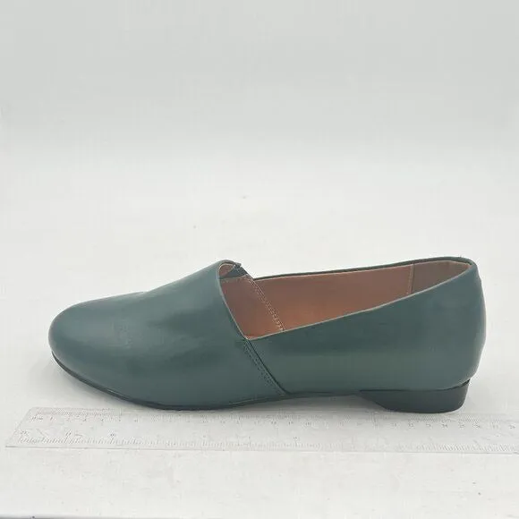FOWT Dark Green Almond Toe Pumps Solid Color Loafer Flats Slip On Cozy Shoes